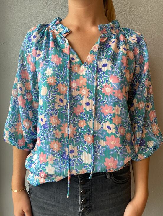 Jade Melody Tam Tops - Jade Melody Tam Floral Top Blouse NWT S Tie Neck Garden Cottagecore Preppy Shirt